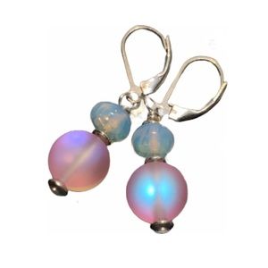 Pink/Blue Mystic Aura Quartz earrings.SS